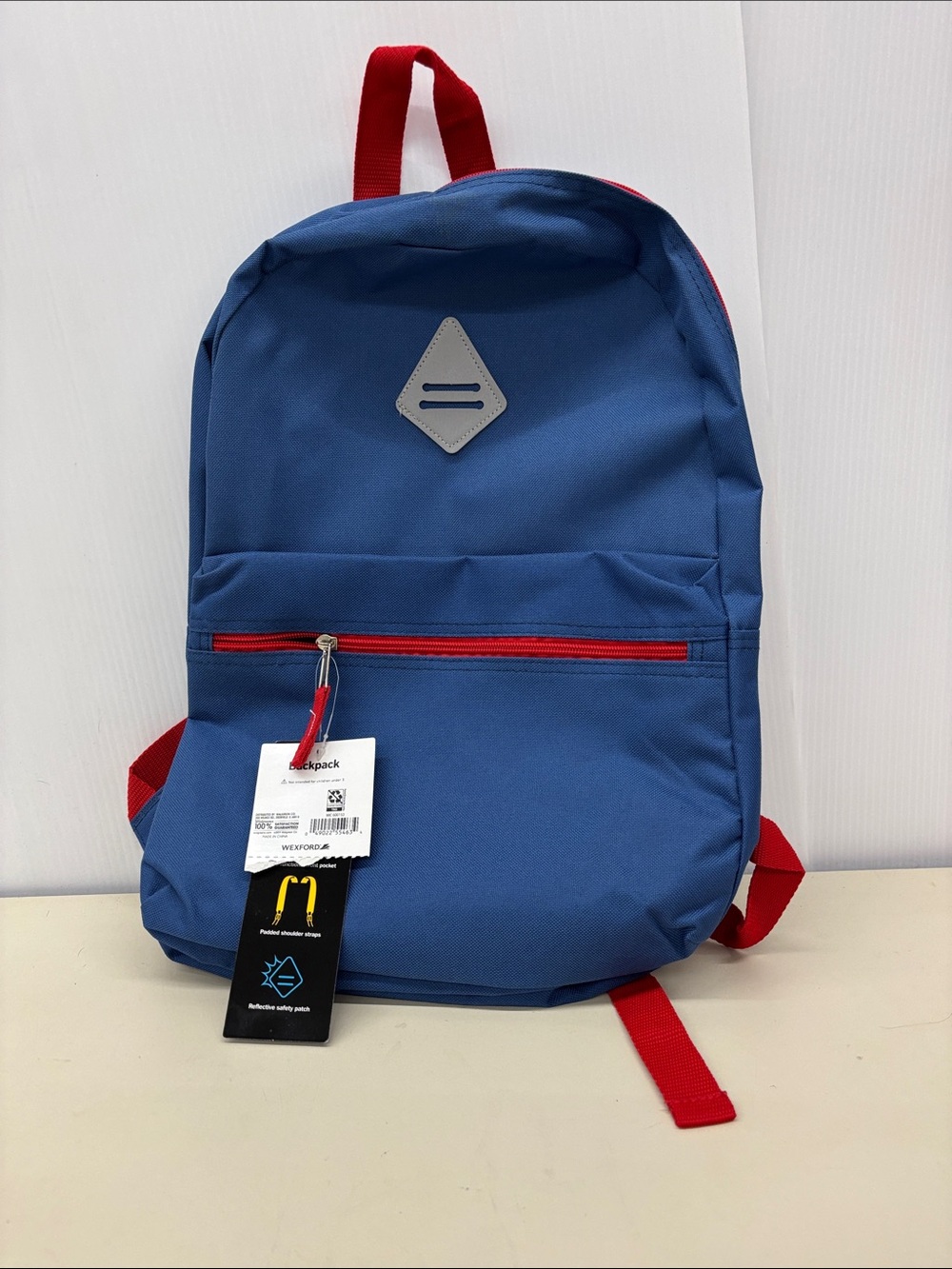 NWT Wexford Classic Blue Kids Backpack with Red Accents